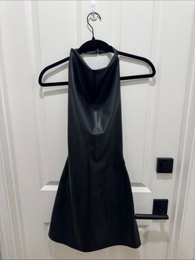 zara faux leather halter dress FAUX LEATHER HALTER DRESS